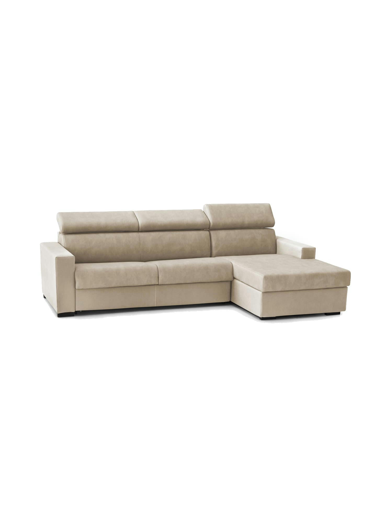 ALCESTE - Canapé d'angle convertible en tissu beige