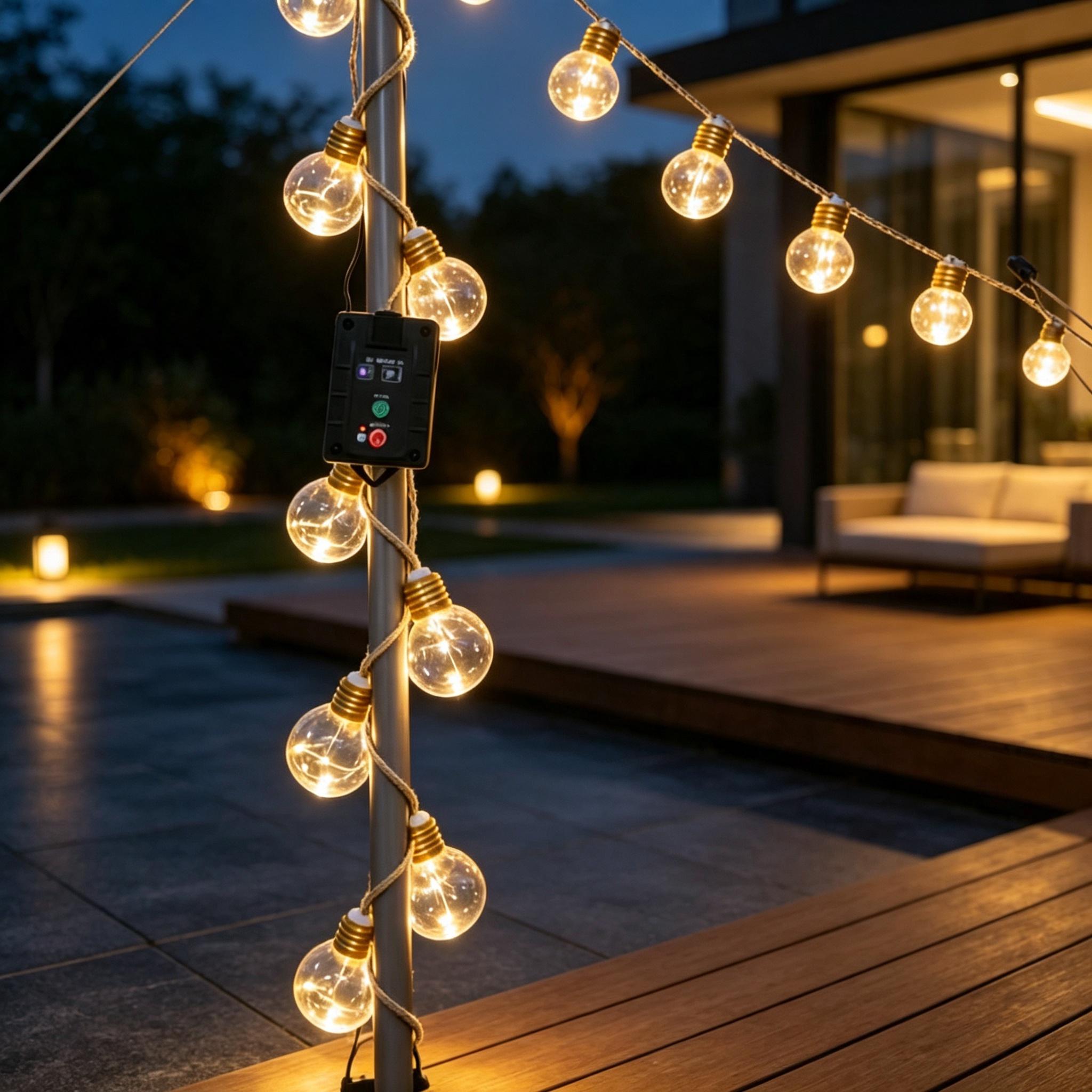 Solar Rope String Lights, Outdoor Waterproof Globe Fairy Lights, Rustic Patio Garden Camping Lights, Cozy Christmas Decor