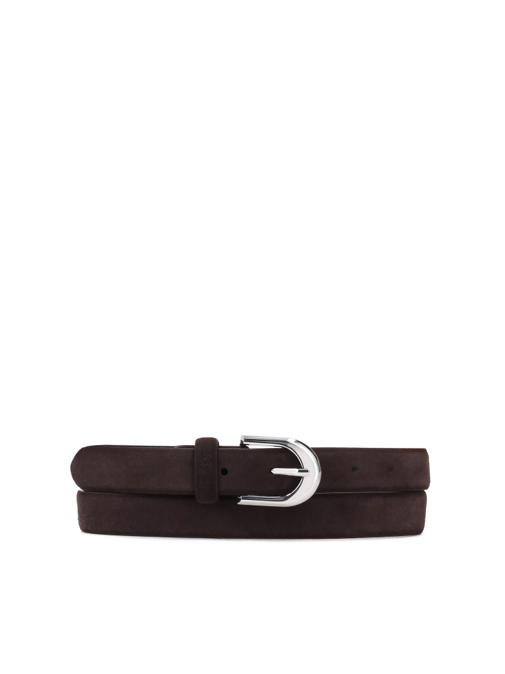 Brown narrow suede belt