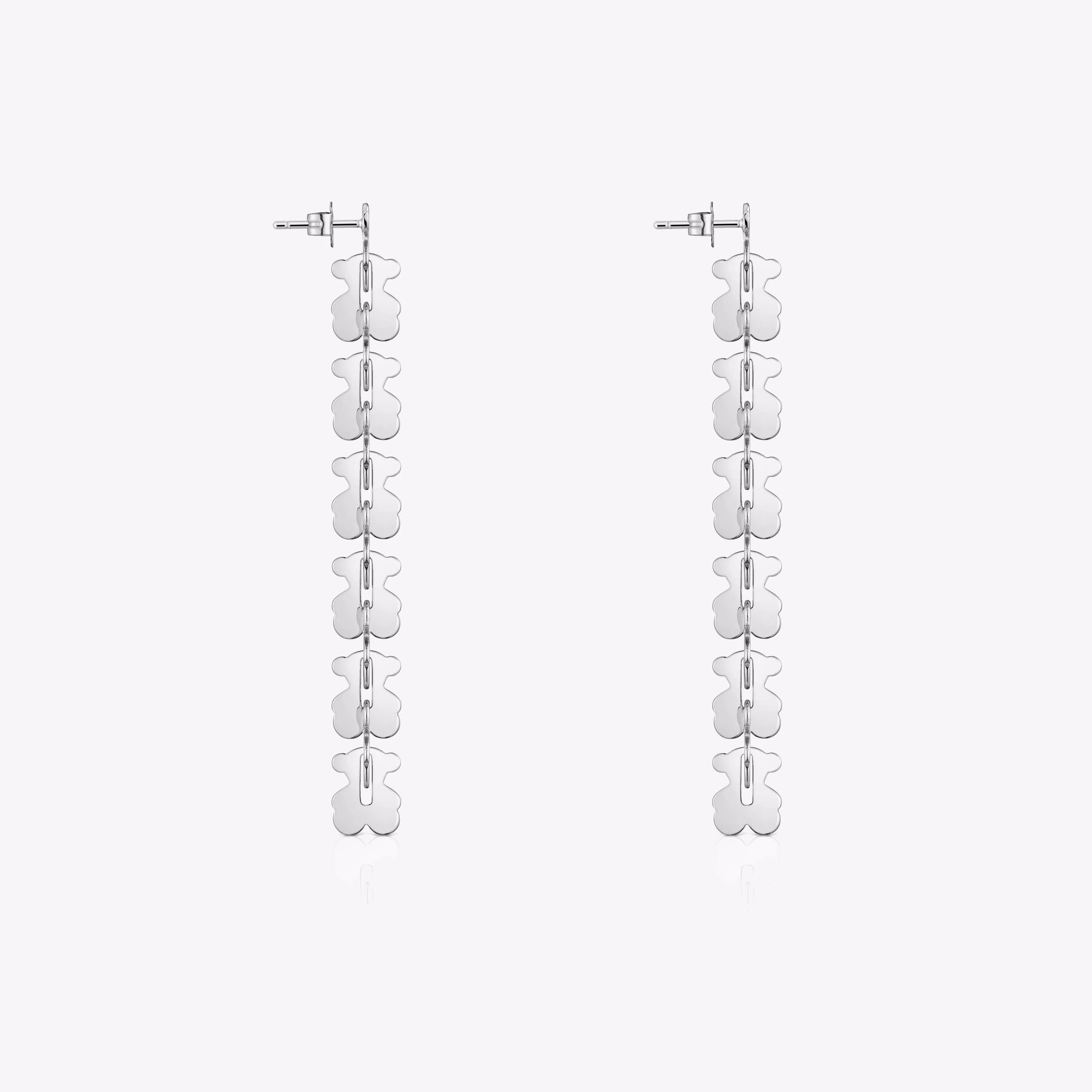 Pendientes largos de acero con motivos oso Carrusel