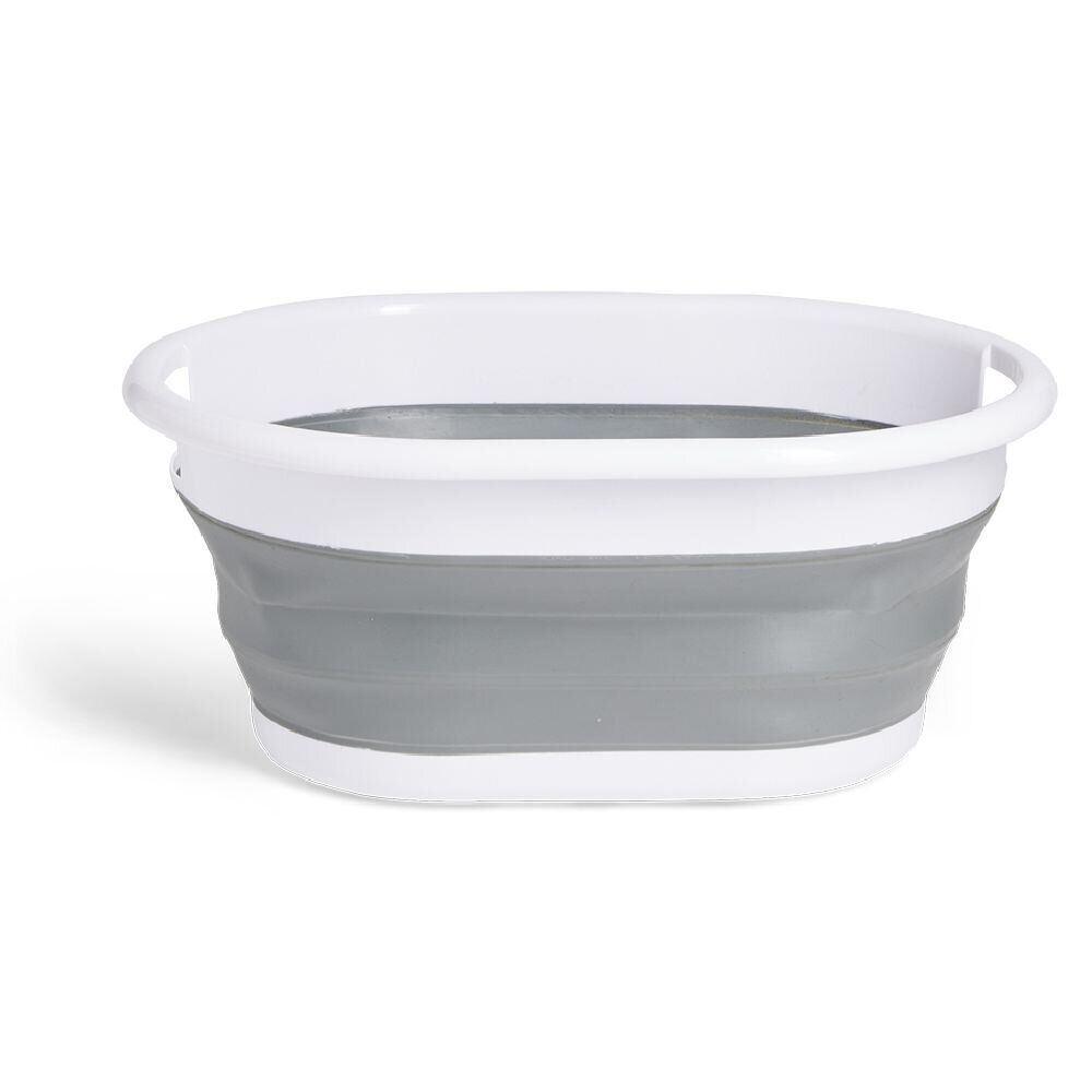 Panière à linge rétractable 54x23x39cm plastique blanc et gris