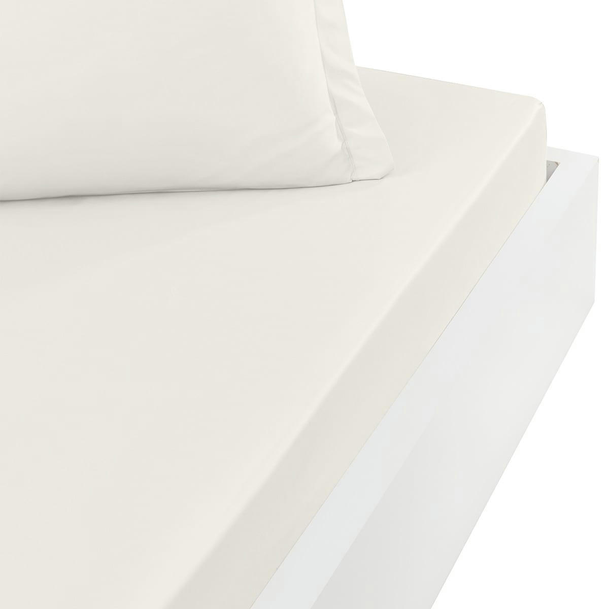 SOFT PERCALE - Drap housse en percale de coton Ecru 140x200 cm