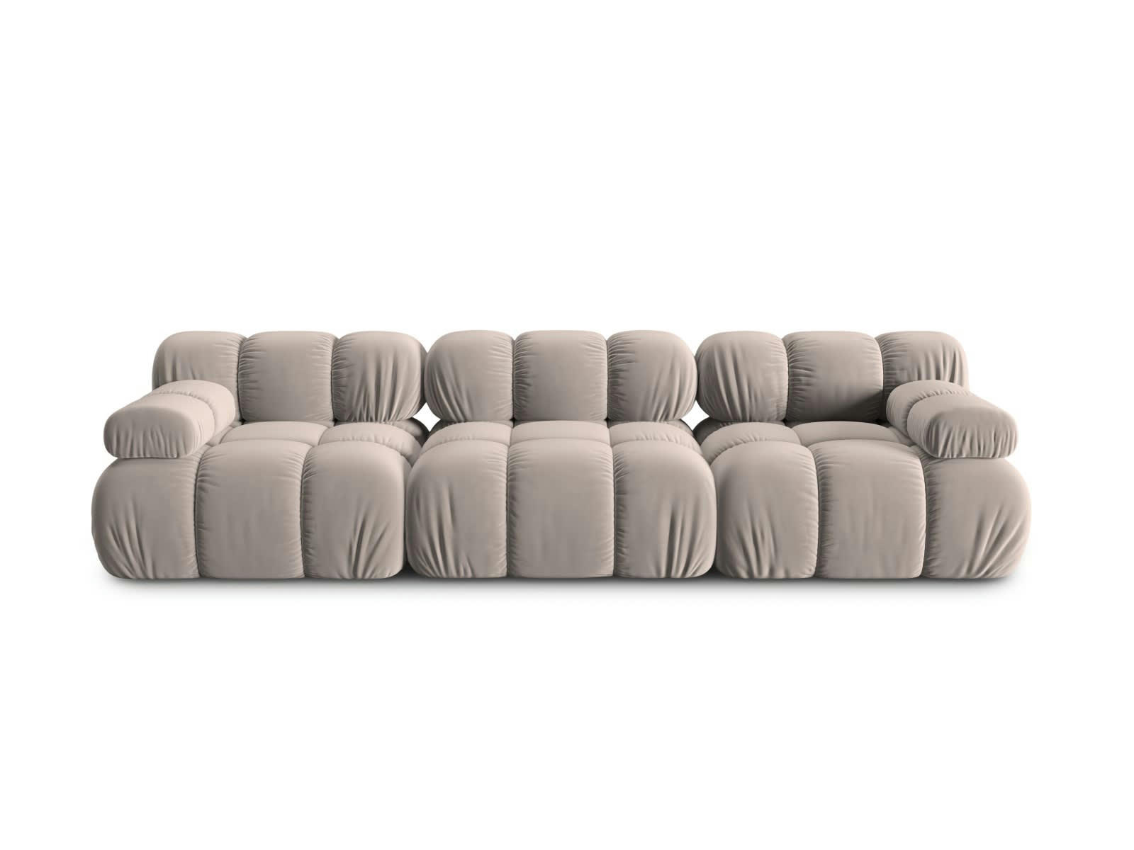 BELLIS - Canapé modulable 3 places en tissu velours beige