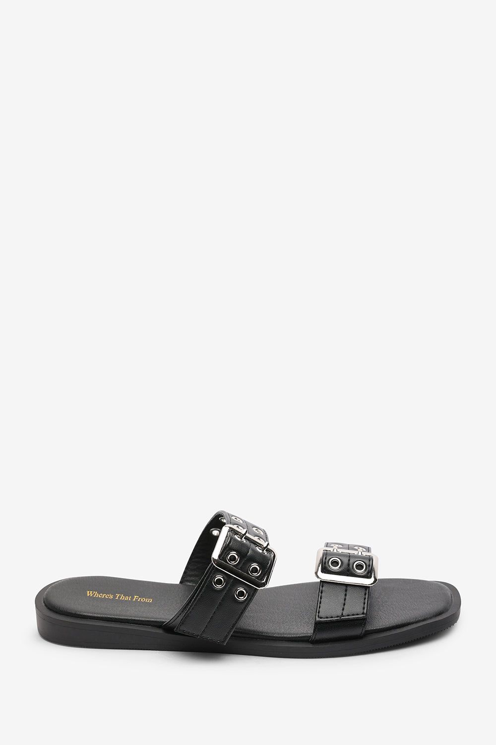 Where's That From Orchard Slide On Double Buckle Studded Sandal