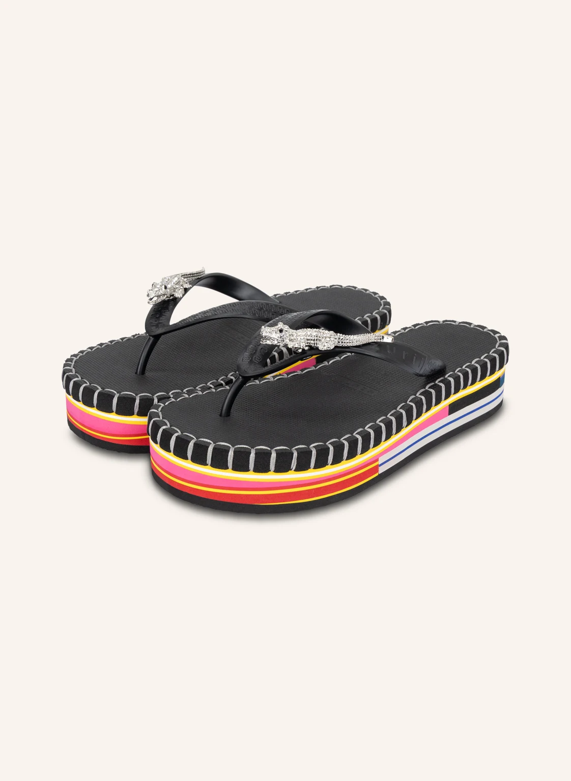 uzurii Flip Flop CROCODILE COLORFUL BLACK