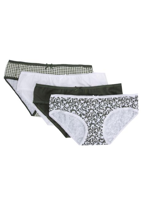Womens 4pk Green Butterfly Mini Briefs