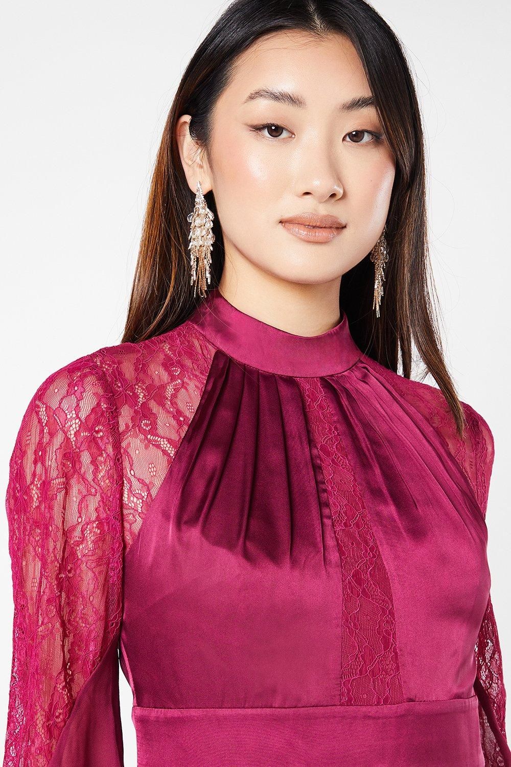 Coast Premium Satin, Lace And Chiffon Mix Midi Wedding Guest Dress