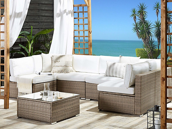 Ensemble de canapés d'angle de jardin 6 places BELVEDERE Polyrotin Blanc
