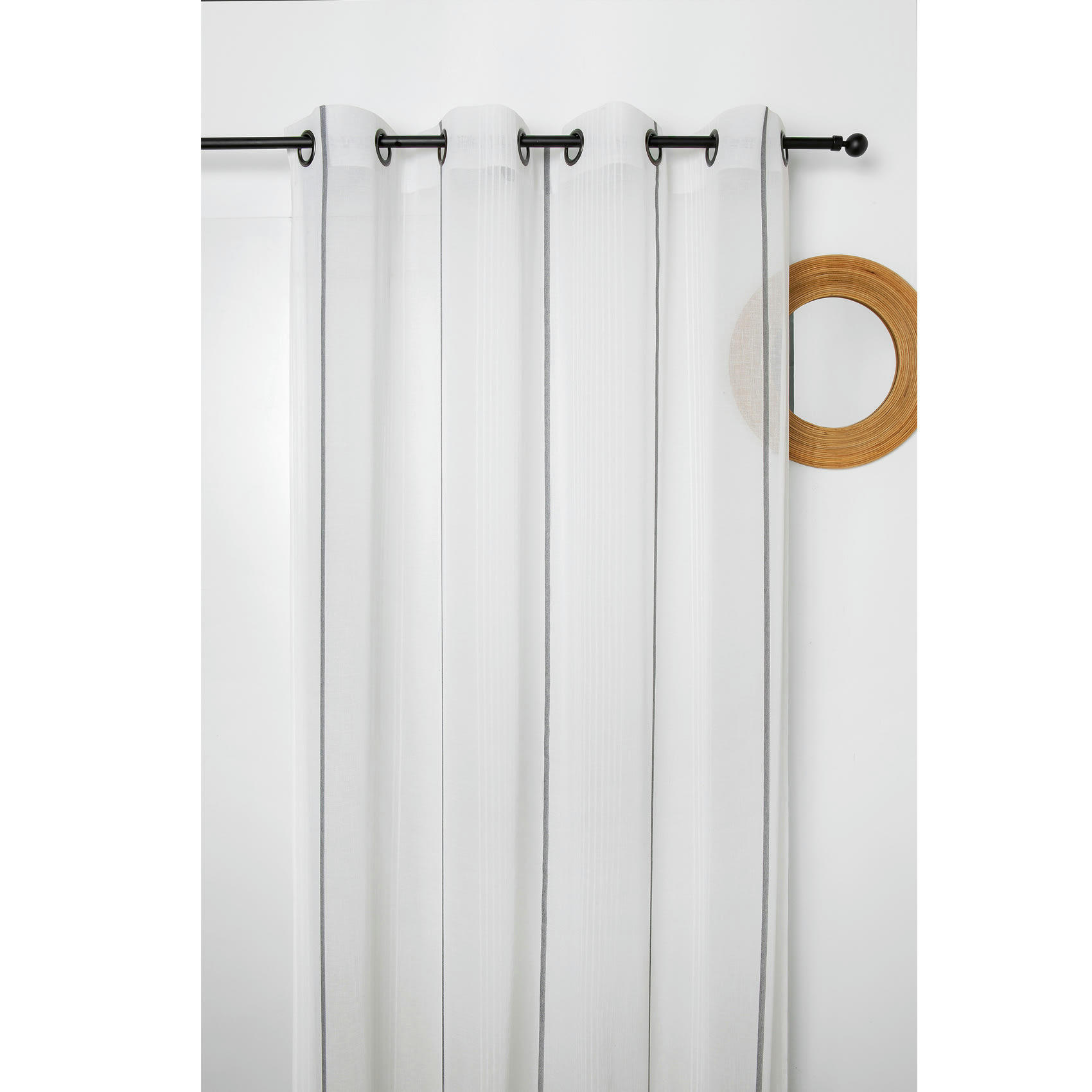 - Voilage à rayures antibes polyester gris chiné 155x280 cm