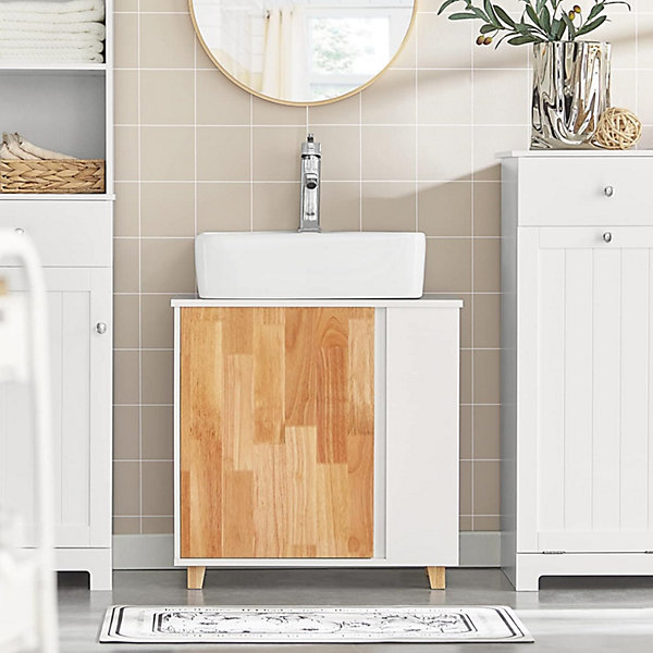 Meuble de Salle de Bain,avec Porte et 2 Compartiments Latéral, BZR75-W, SoBuy