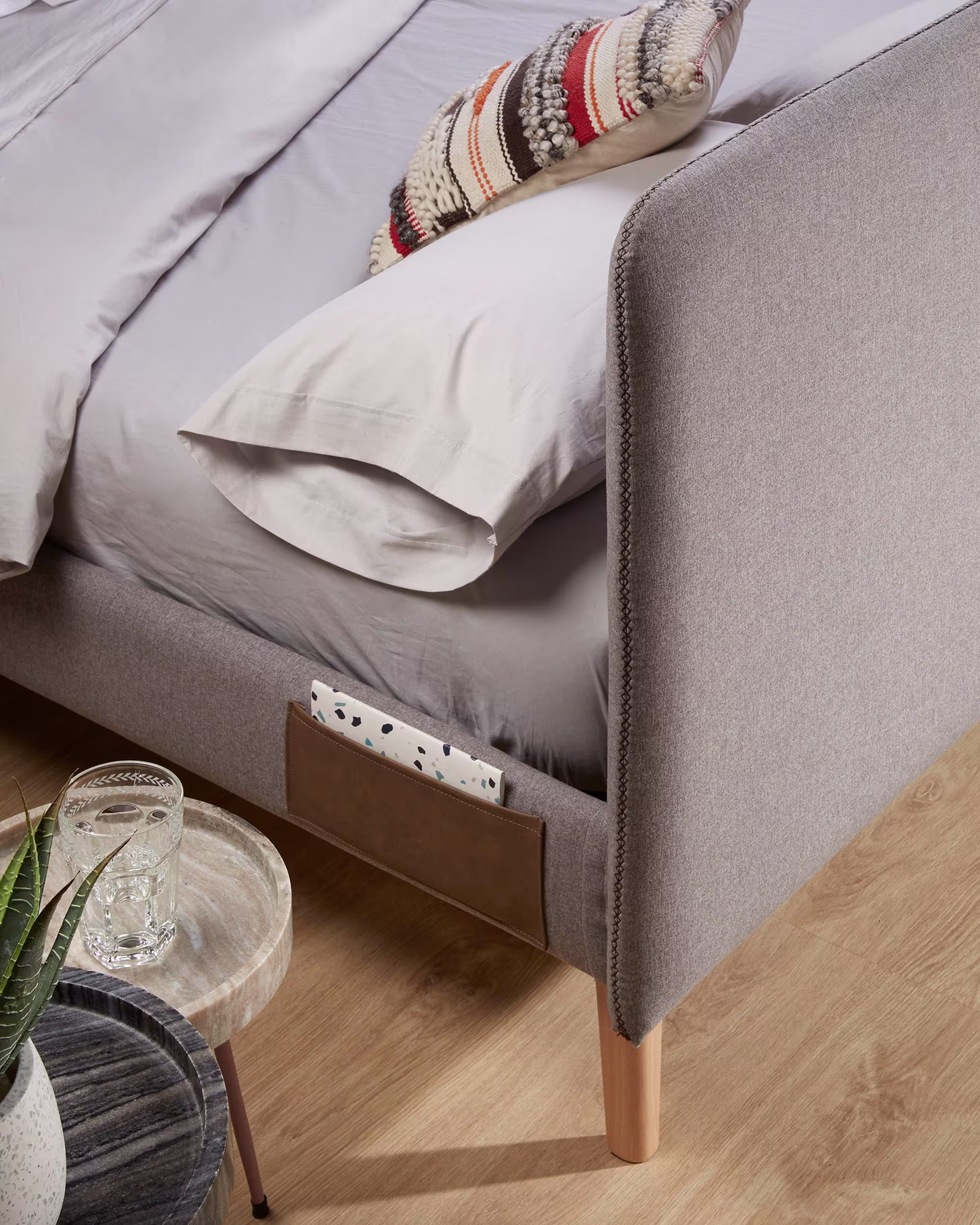 Cabecero desenfundable Dyla gris para cama de  90 cm
