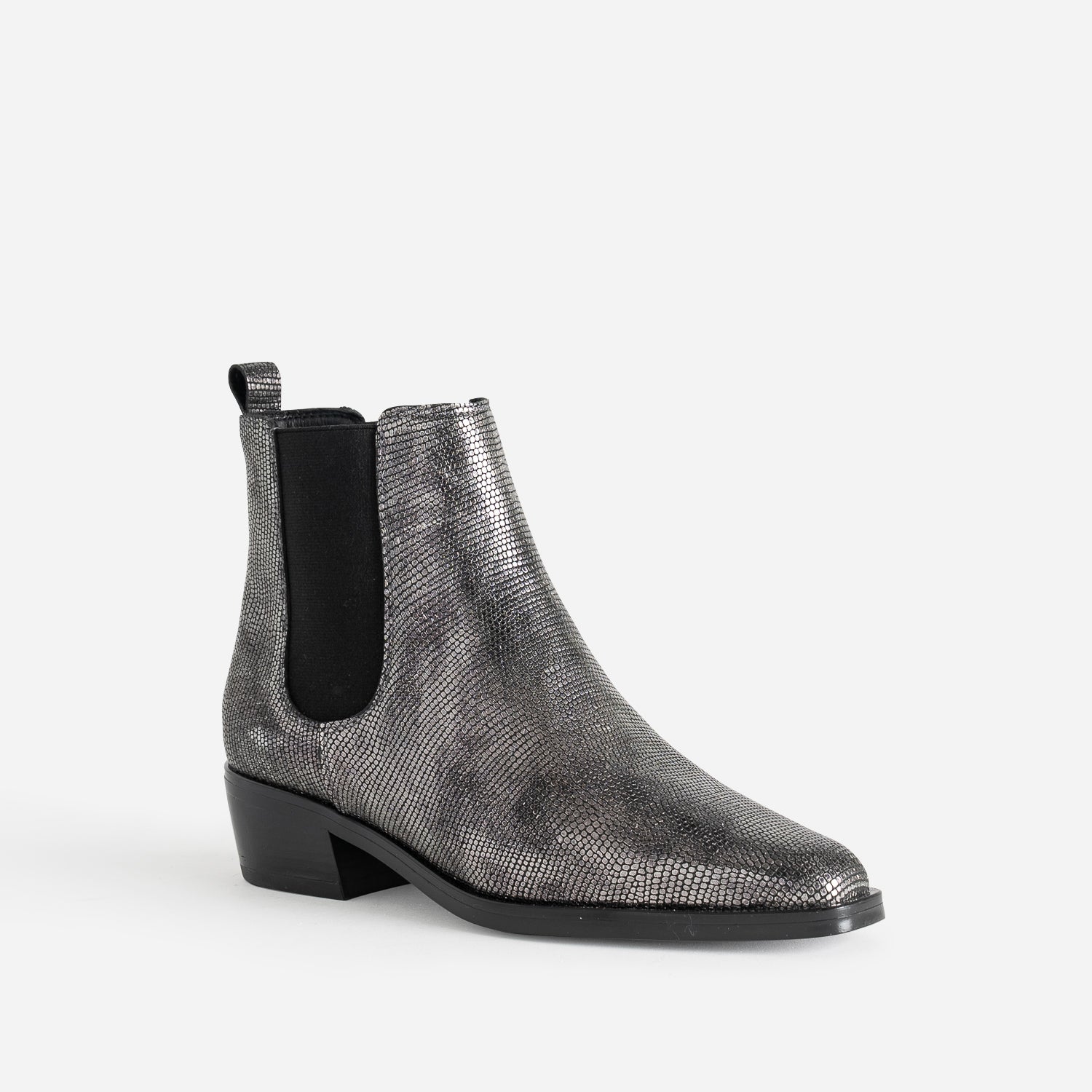 Chelsea boots TEXTO gris argent cuir effet python