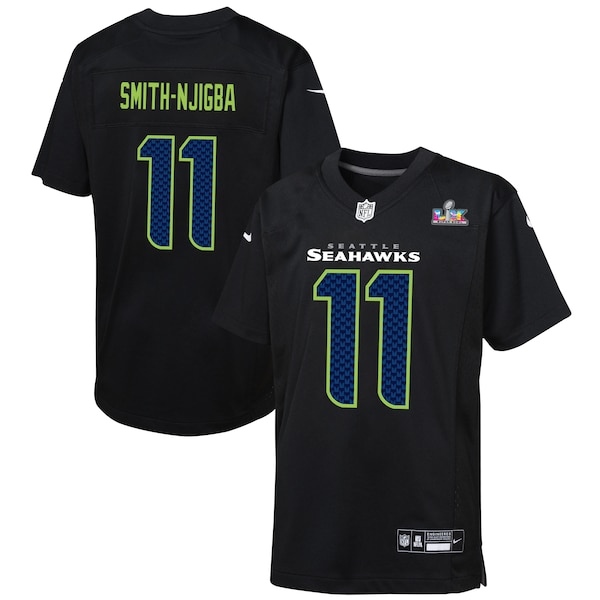 Youth Seattle Seahawks Jaxon Smith-Njigba Nike Black Super Bowl LX Patch Carbon Fashion Game Jersey