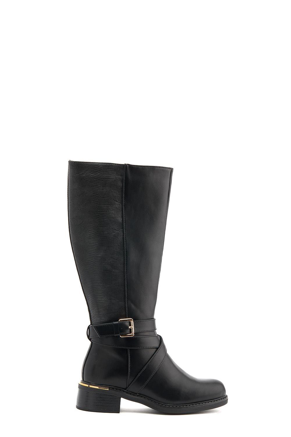 Pavers Buckled Calf-Length Boots