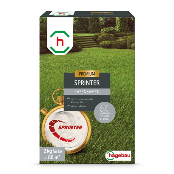 Rasen, Rasensamen Sprinterrasen 2,0Kg Karton für 80 m2