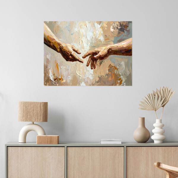 Plakat samoprzylepny do salonu Feeby Stworzenie Adama malowany 30x20