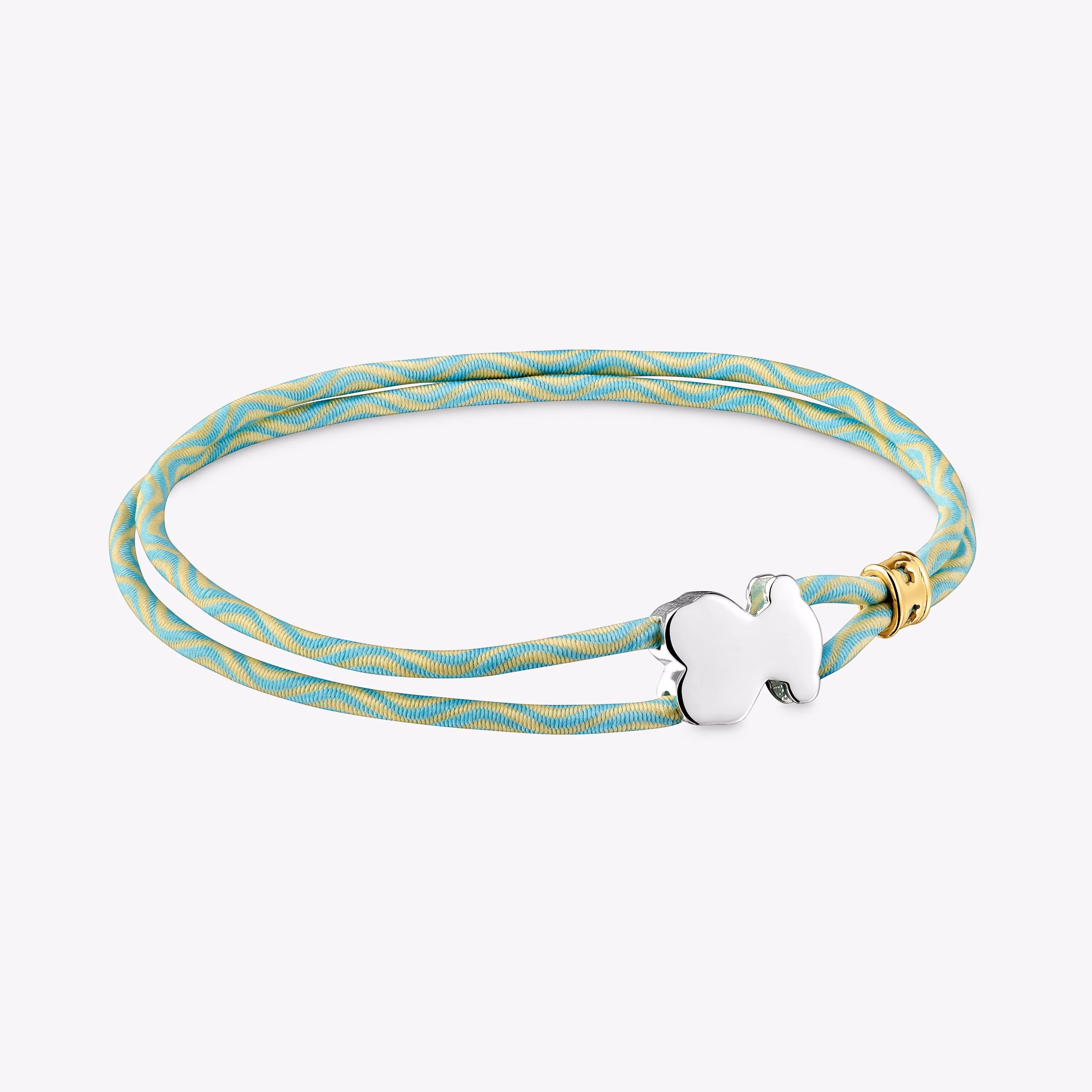 Pulsera elástica menta con oso de plata Sweet Dolls