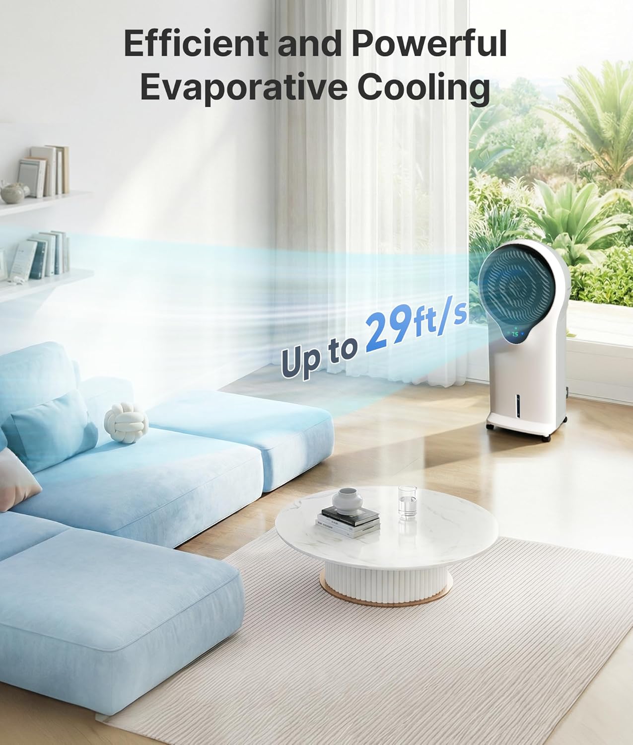3-in-1 Evaporative Air Cooler - Portable Swamp Cooler Air Conditioner with 5.5L Water Tank & 2 Ice Packs, 3 Speeds, 3 Modes, Cooling Fans that Blow Cold Air for Home & Office, Mother's Day
