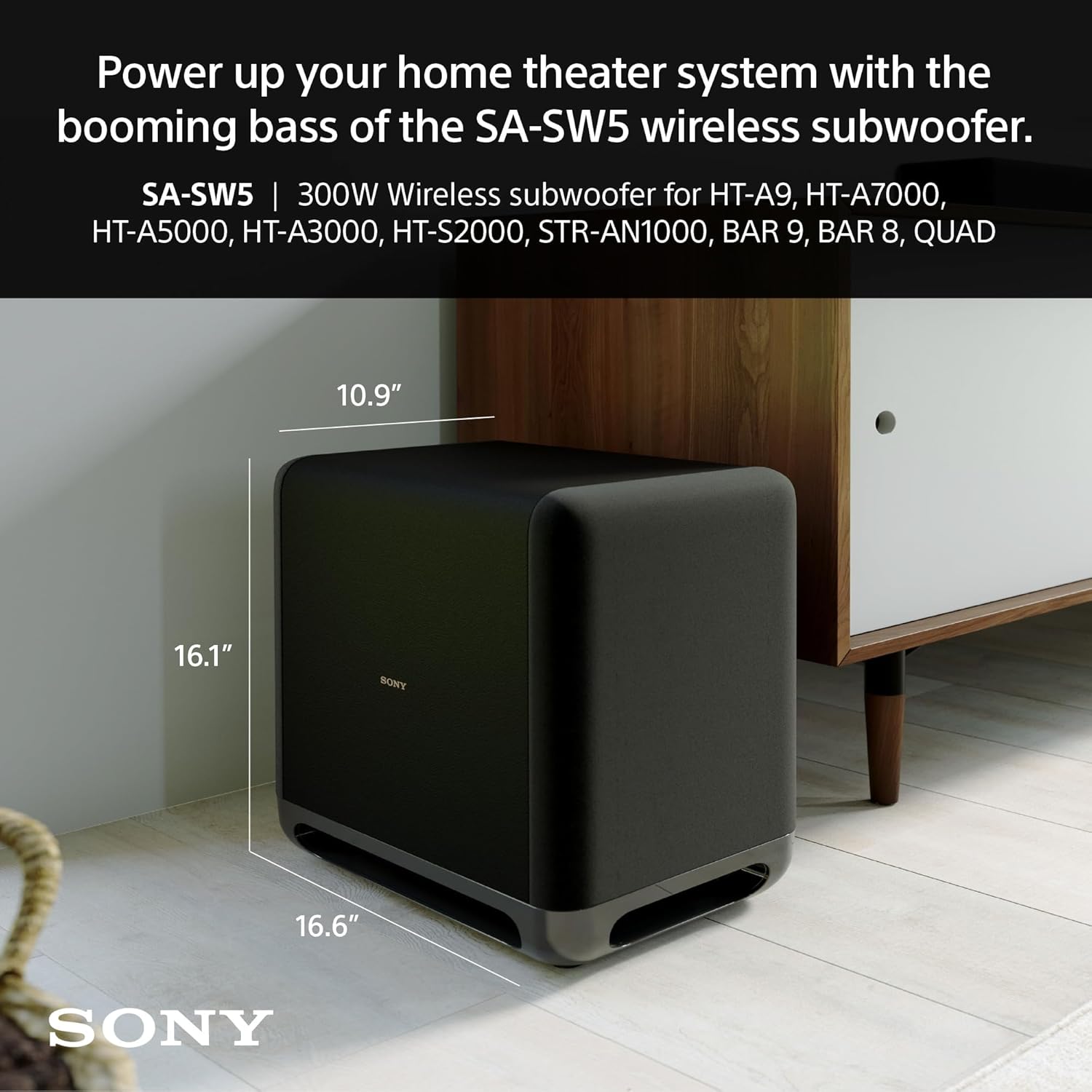 Sony SA-SW5 Wireless Subwoofer for BRAVIA THEATER (BAR 9, BAR 8, QUAD), HT-A9/A7000/A5000/A3000/S2000 and STR-AN1000