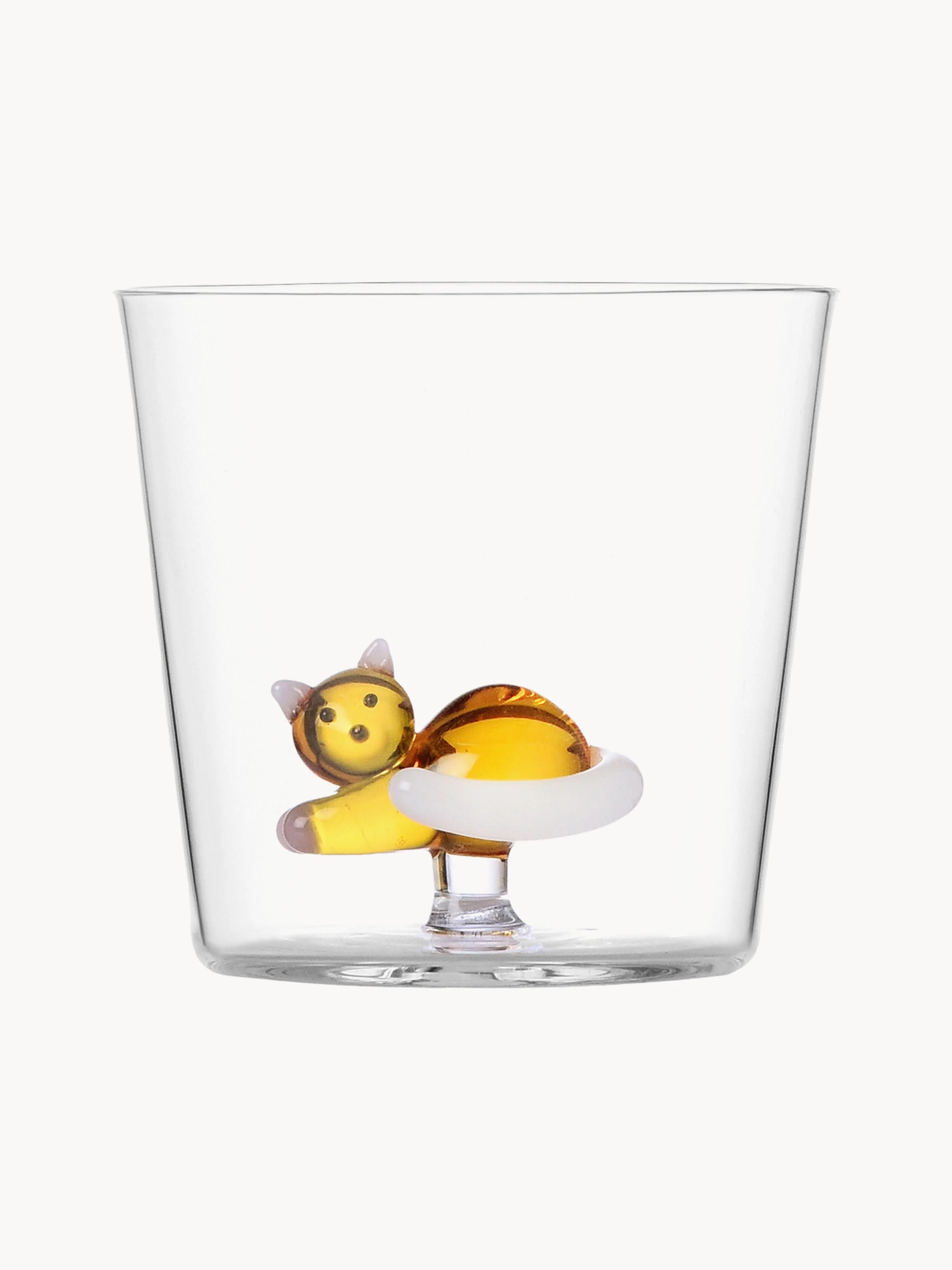 Handgefertigtes Trinkglas Tabby Cat aus Borosilikatglas