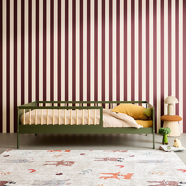 Lit enfant 90 x 190 cm pin naturel sommier à lattes inclus Vert - Elio