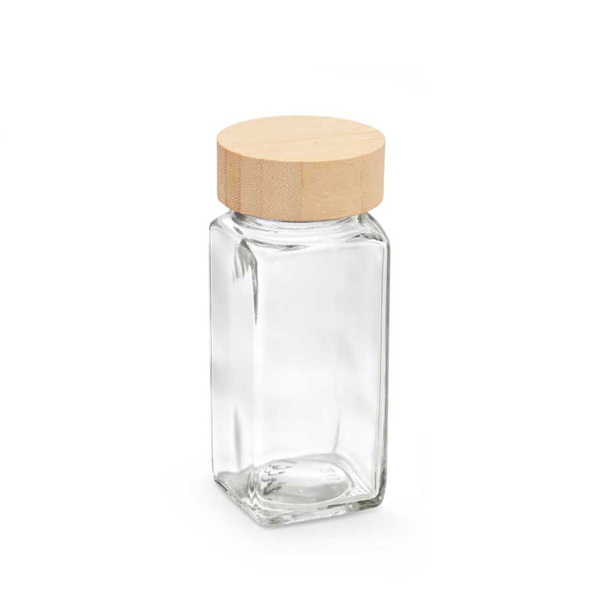 Frasco Para Especiarias Com Tampa Em Bambu