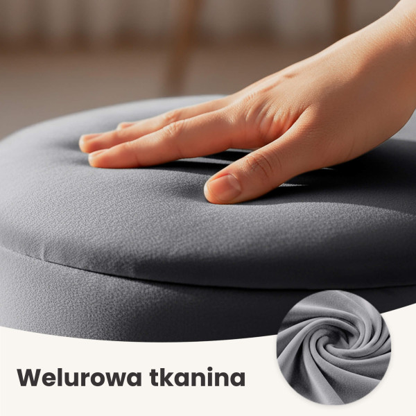 Pufa otwierana ze schowkiem welurowa 40 cm LUNA Grafit