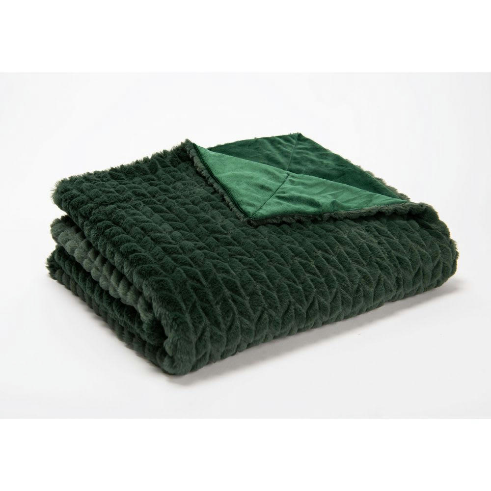 - Plaid en polyester chevrons 130 x 170 cm forêt