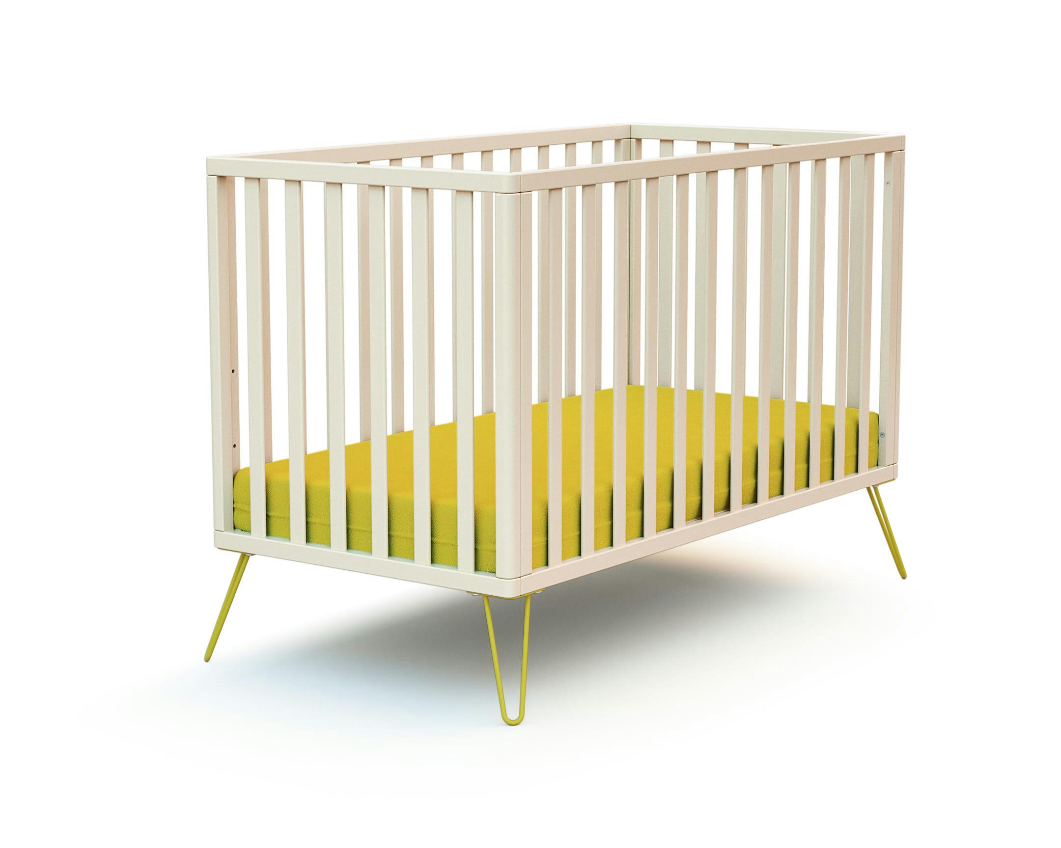 - Lit bébé 60x120 blanc et jaune