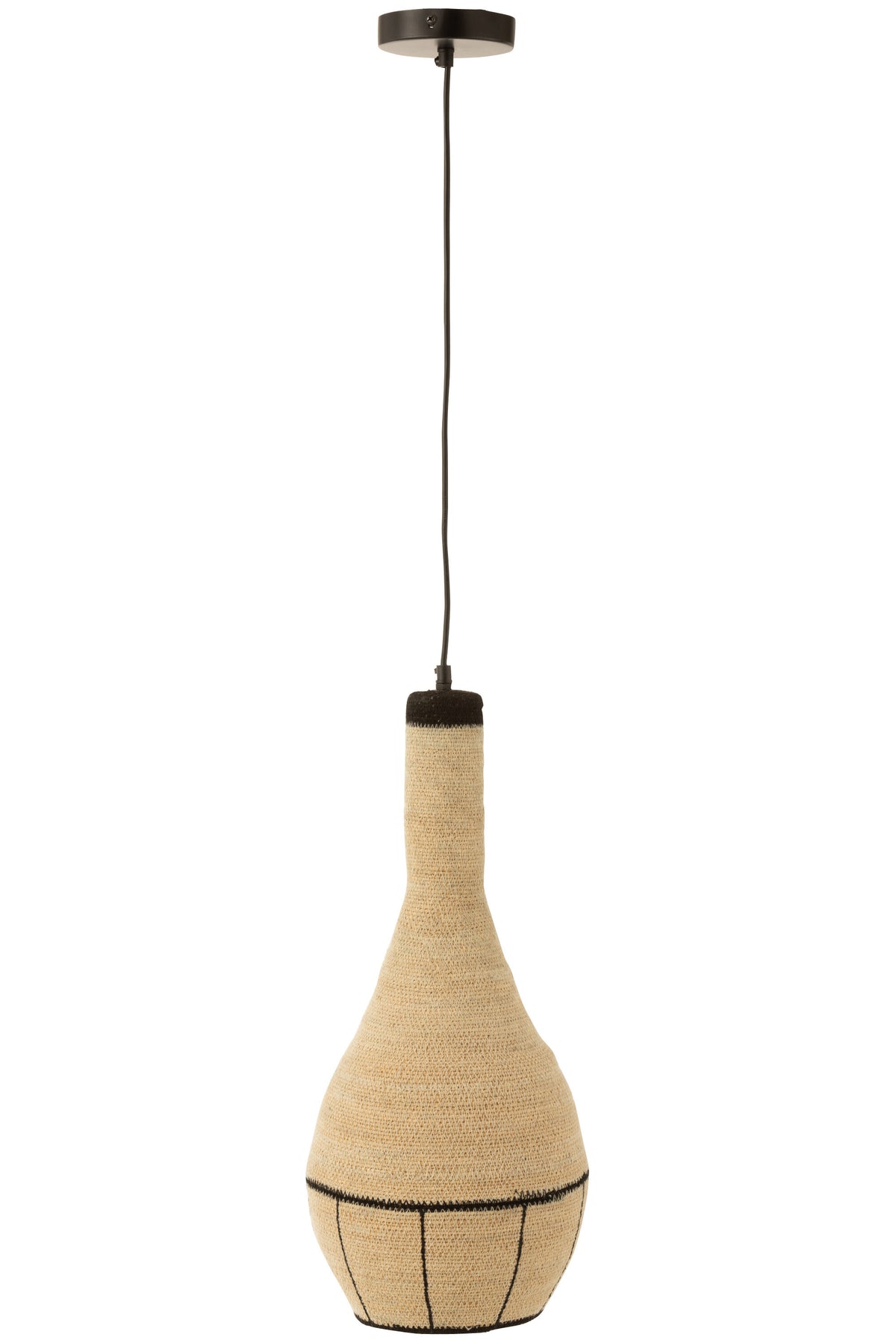 J-Line hanglamp Peer Lijnen - zeegras - naturel/zwart