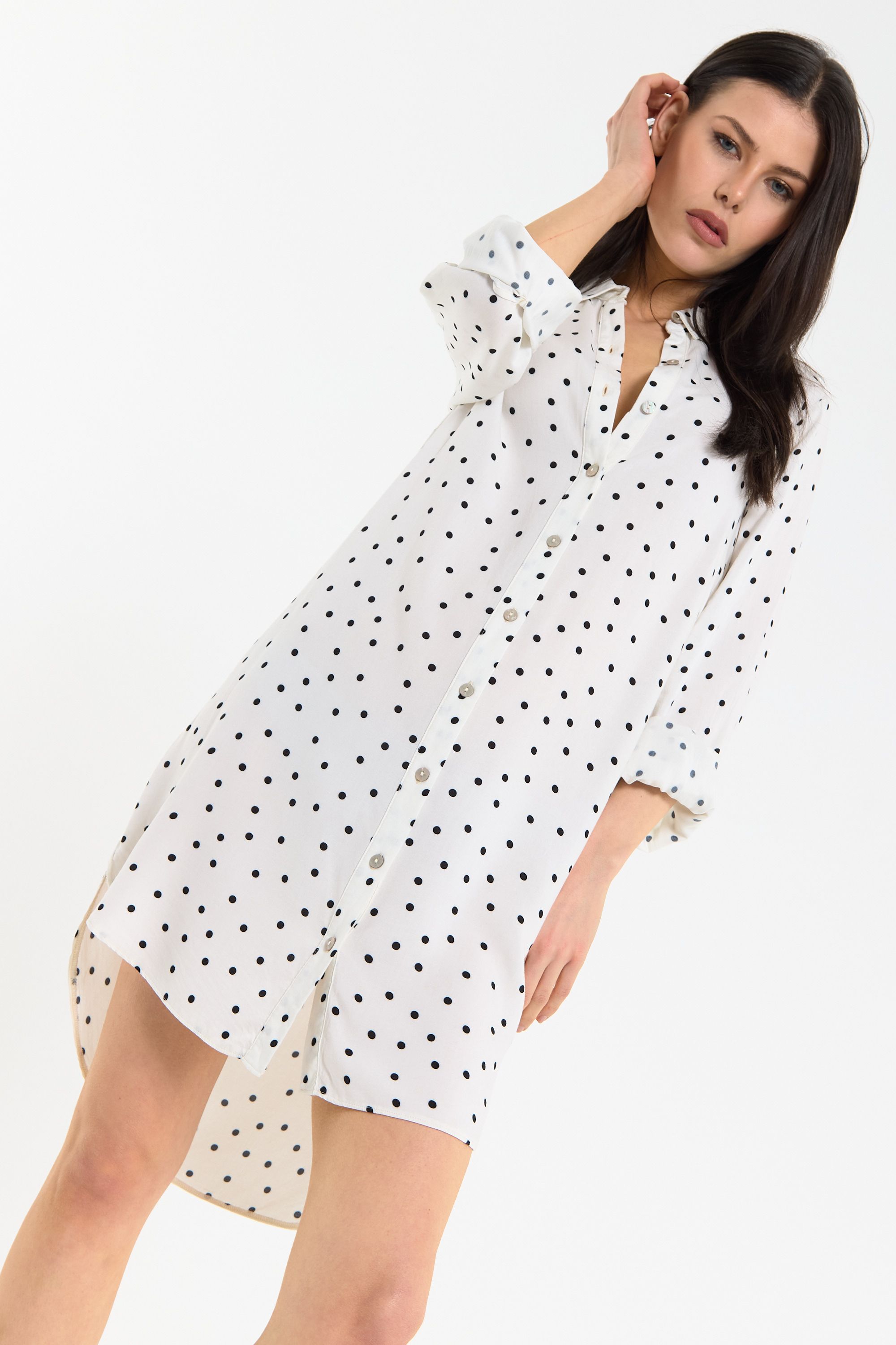 House of Holland Mono Spot Mini Shirt Dress
