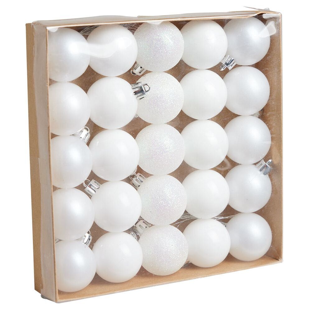 Boule de No&euml;l blanc Ø4cm x25