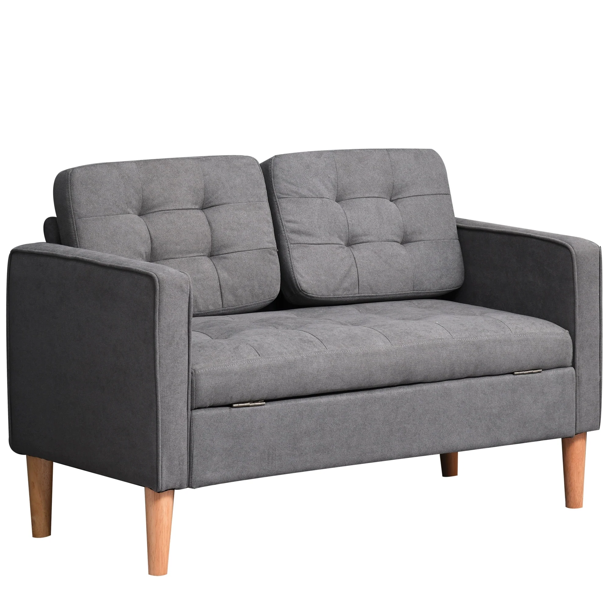 HOMCOM Modern Loveseat Button-tufted Fabric Storage Couch