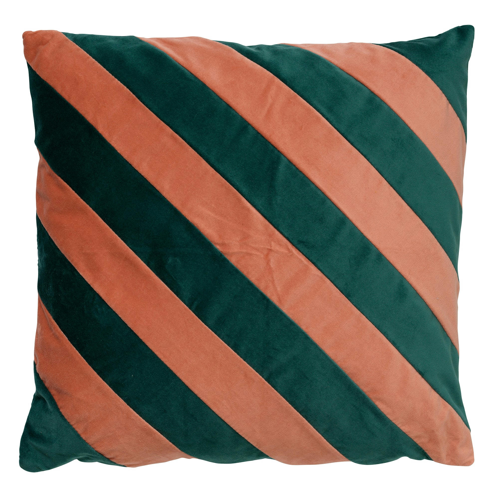 PEBBE - Housse de coussin vert en velours-45x45 cm avec motif rayé