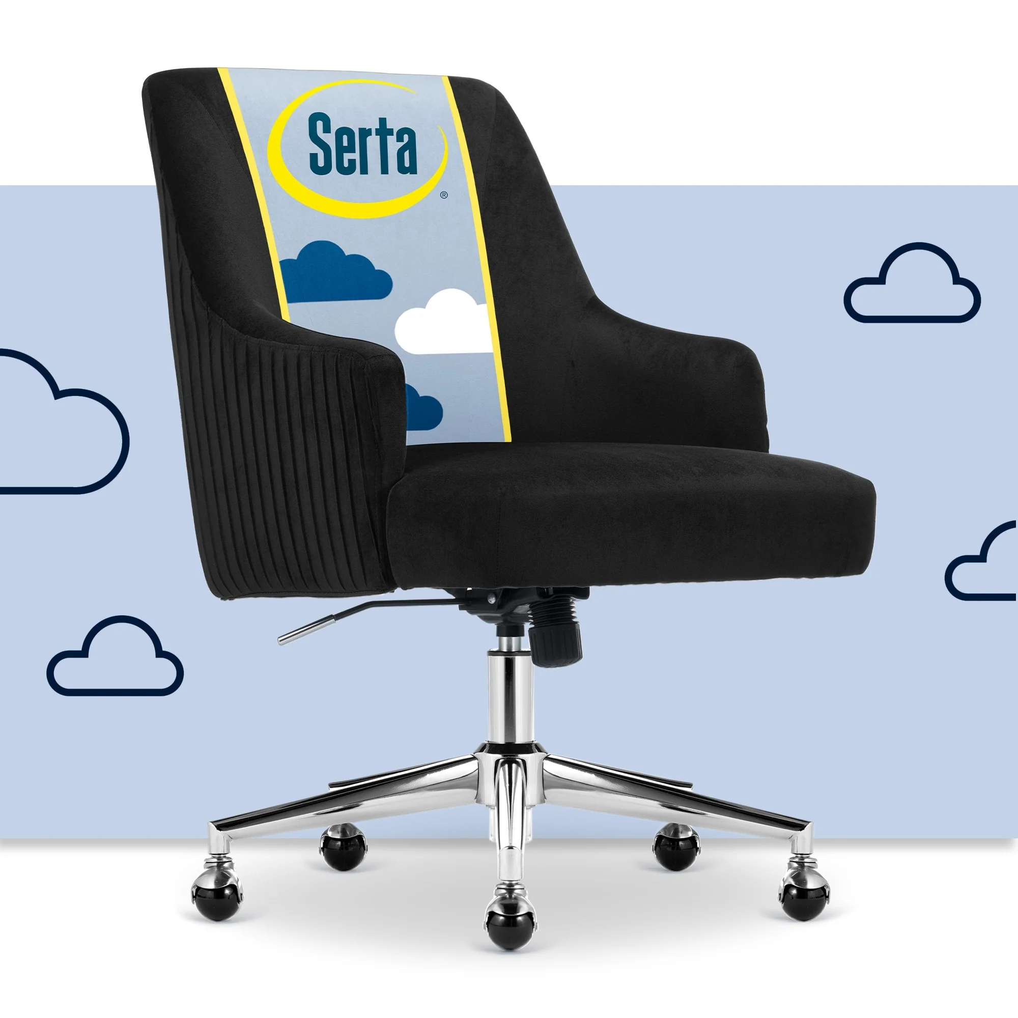 Serta® Scarlett Modern Office Chair, Pleated and Curved Mid-Back Desk Chair, Pocket Coil Seat Cushion