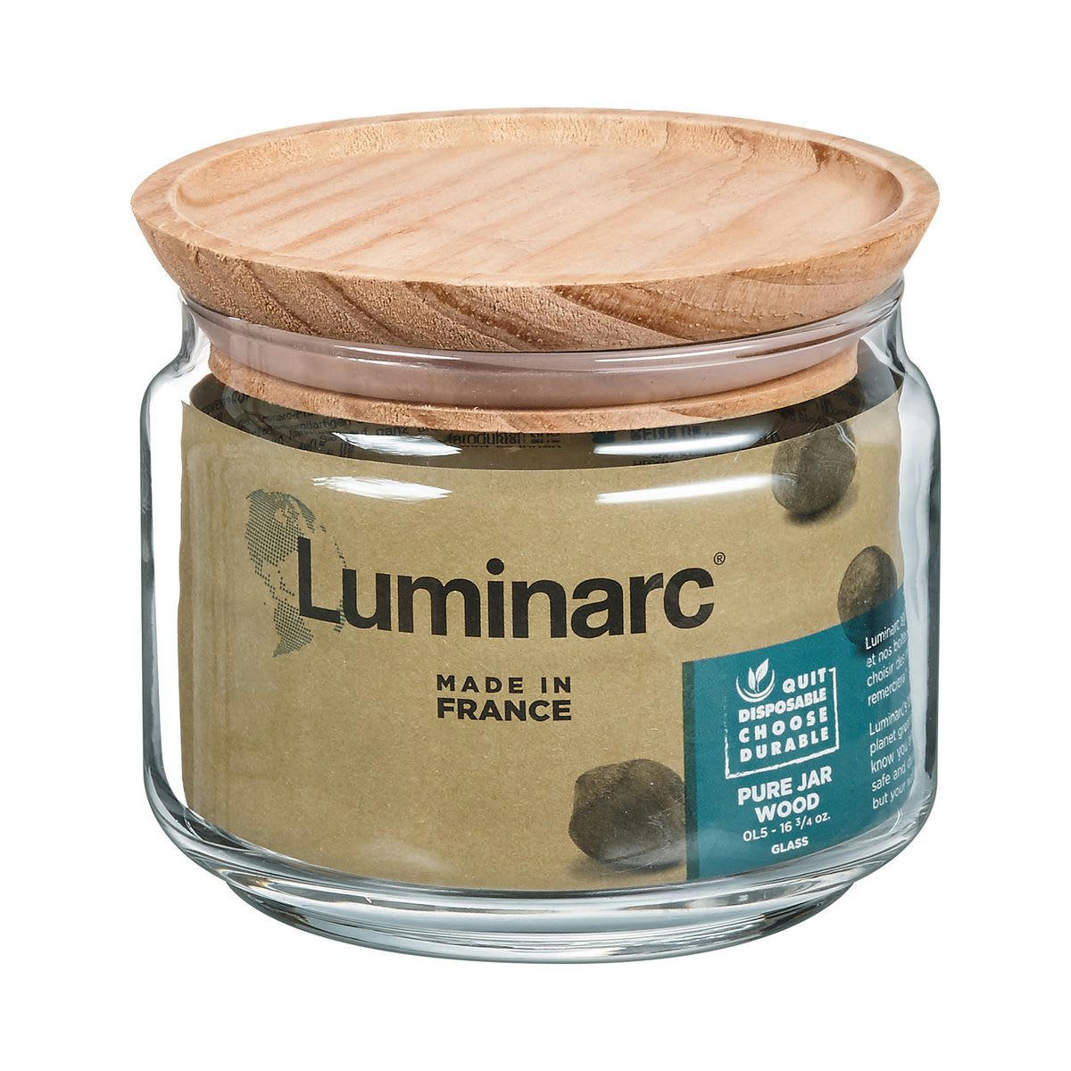 PURE JAR WOOD - Bocal en verre couvercle bois 0,5L