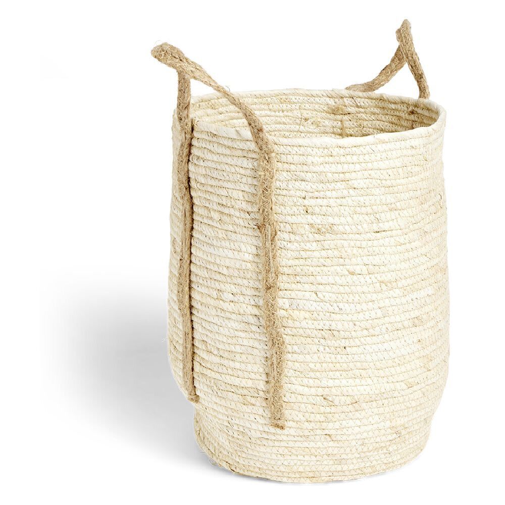Panier à linge ronde 43L fibre de maïs beige Ø36xH40cm