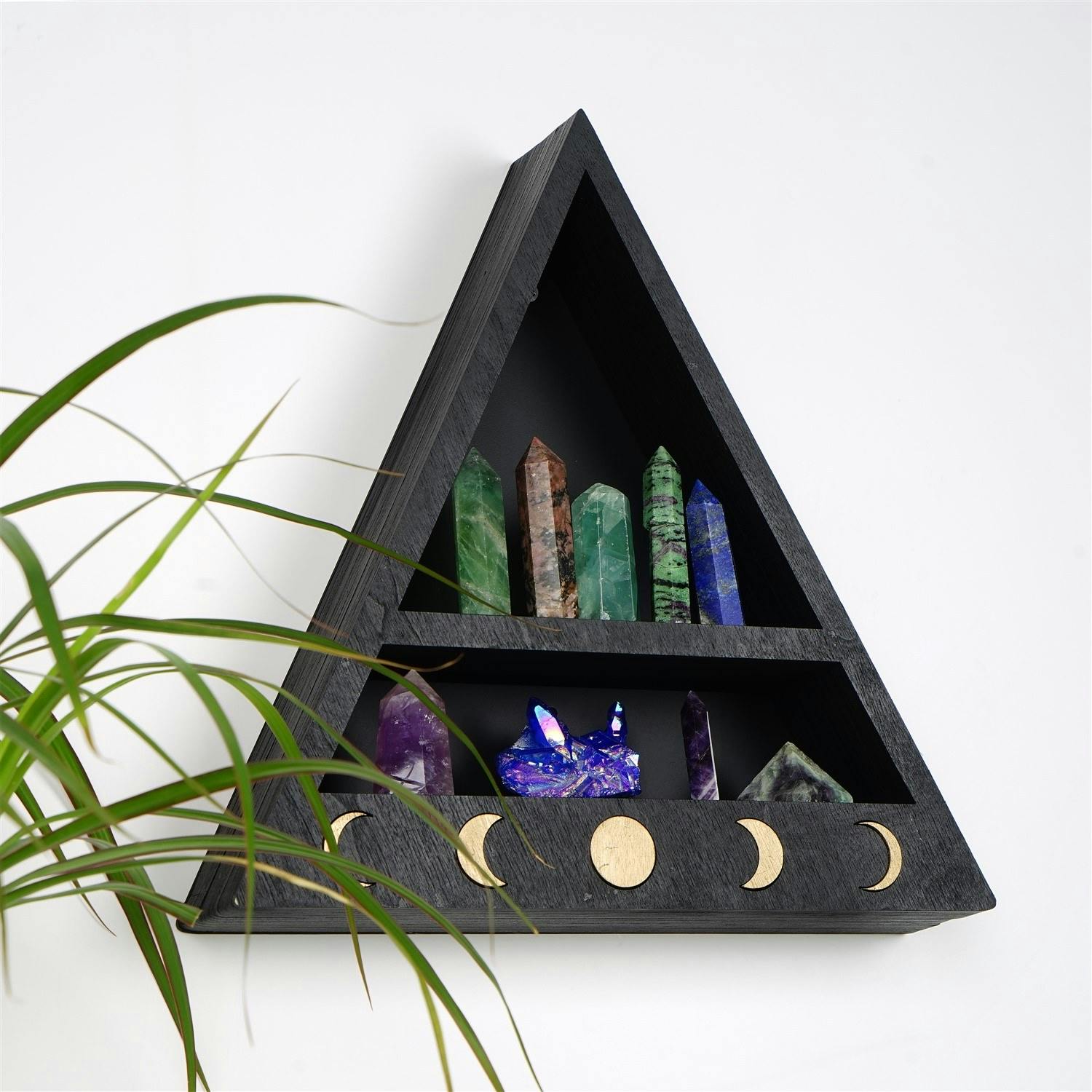Etagère murale triangulaire noire - 2 niveaux AVIALA