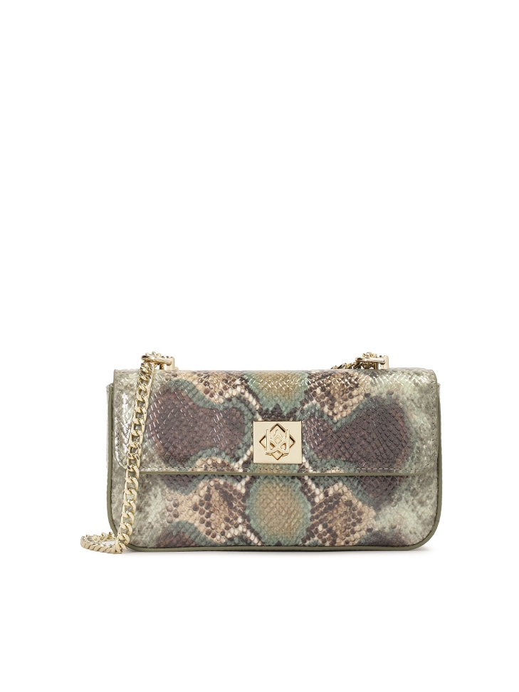 Multicolored snake pattern handbag