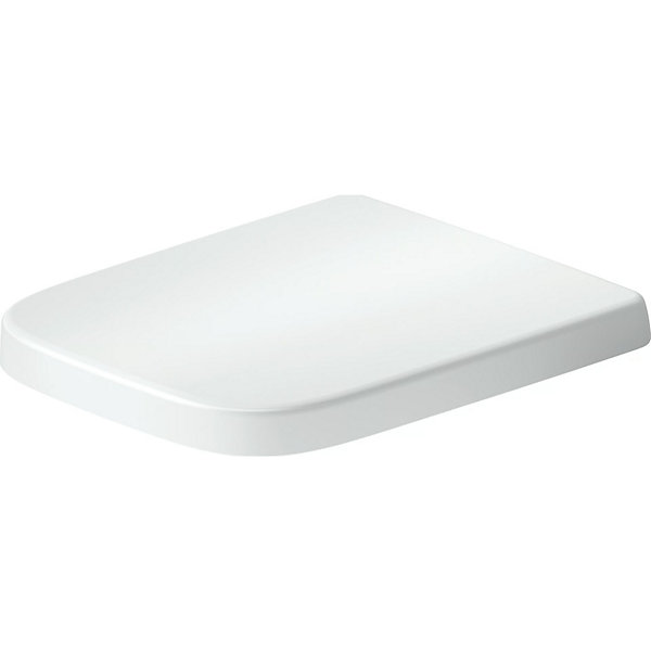 Abattant WC plastique Carré Blanc, Lunette toilettes universel à frein de chute / fermeture amortie - 36,2x42,3x5cm - Univavo