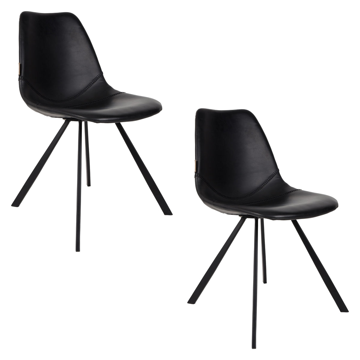Dutchbone Franky Eetkamerstoelen Zwart - Set van 2