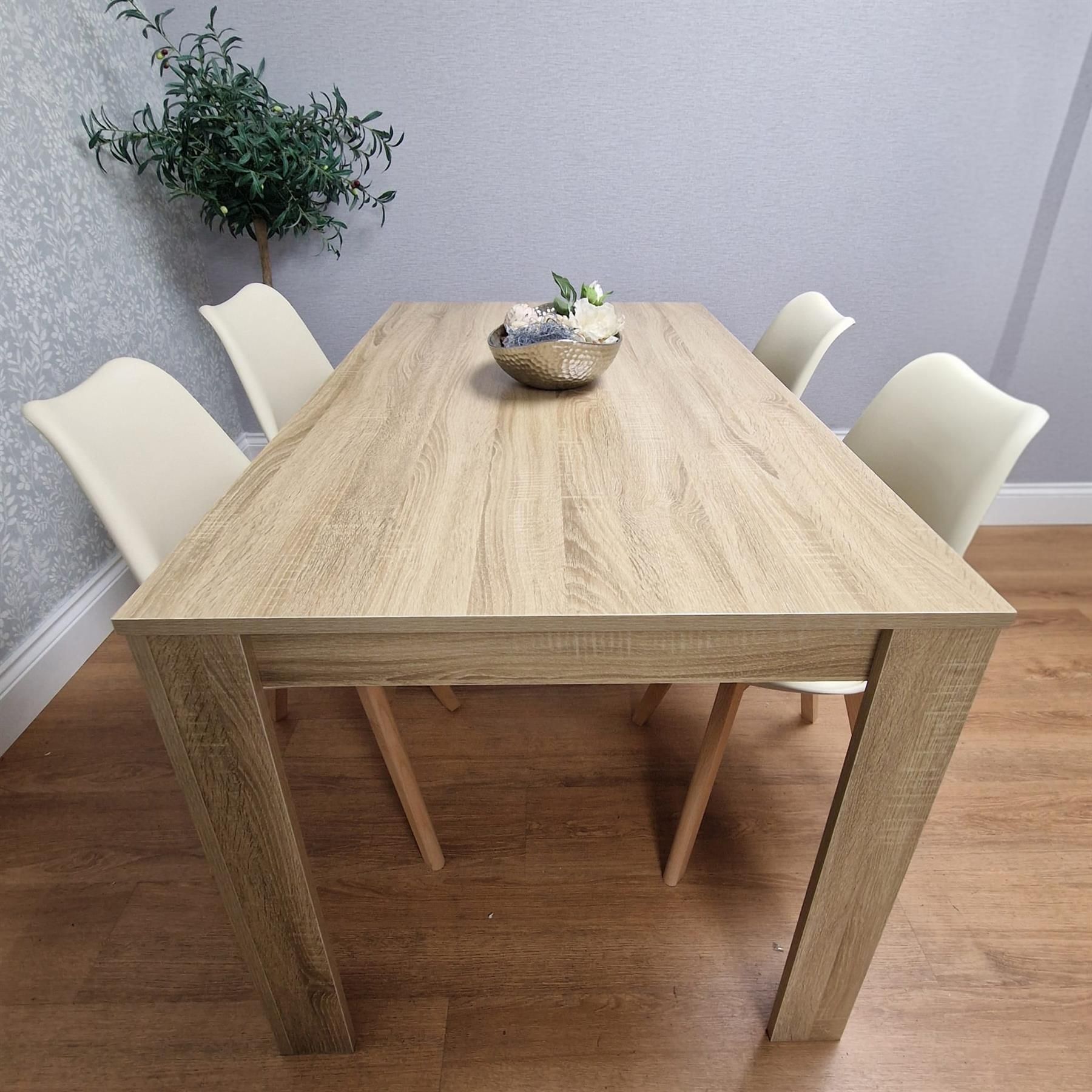 KOSY KOALA Dining Table And 4 Cream Tulip Chairs Kitchen Wood Oak Effect Table Kitchen Dining Set