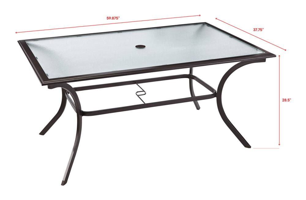 For Living Bluebay Rectangular Outdoor Patio Table w/ Glass Top, 60x38x29-in