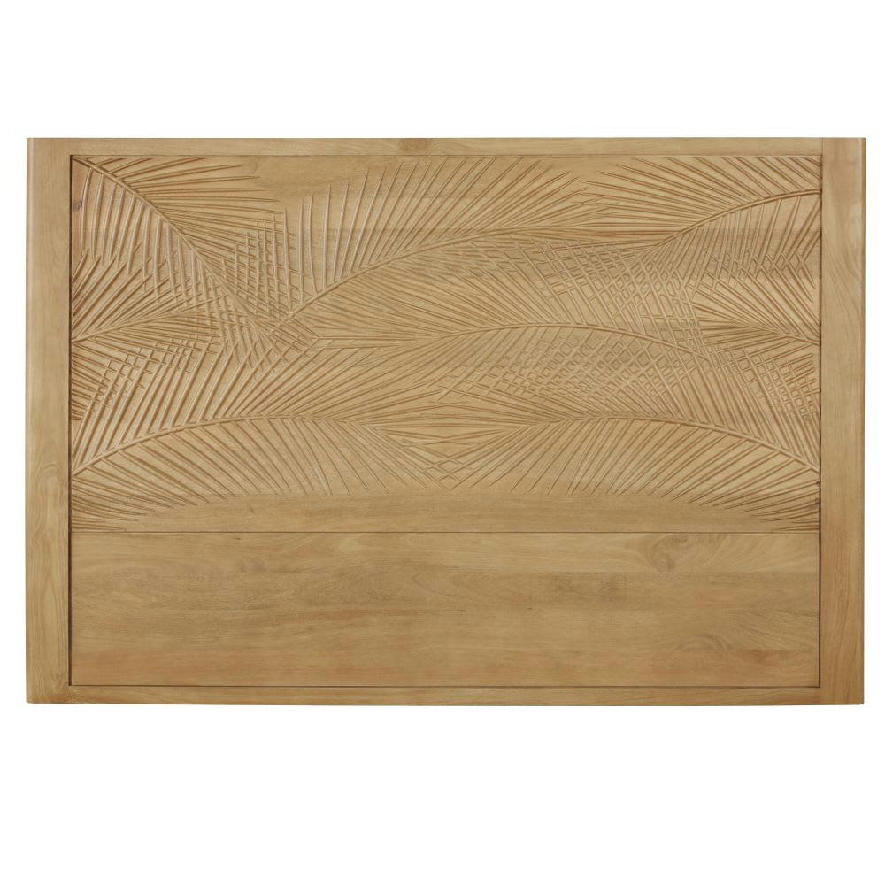 Tanzania - Tête de lit 160 en manguier massif motif tropical sculpté