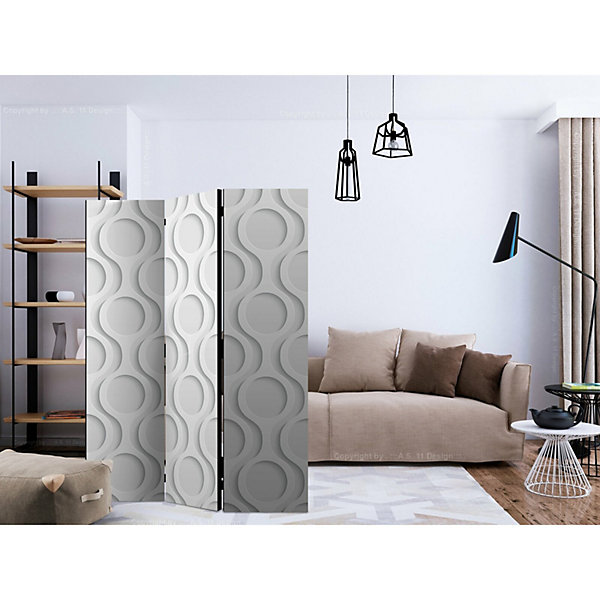 Paravent Design Chaînes 3 Volets pour Décoration d'Intérieur 135 x 172 cm Gris et Beige