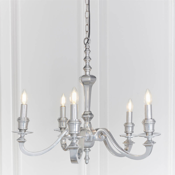 Lampa wisząca FINSBURY świecznikowa polerowane aluminium 5xE14x15W Endon