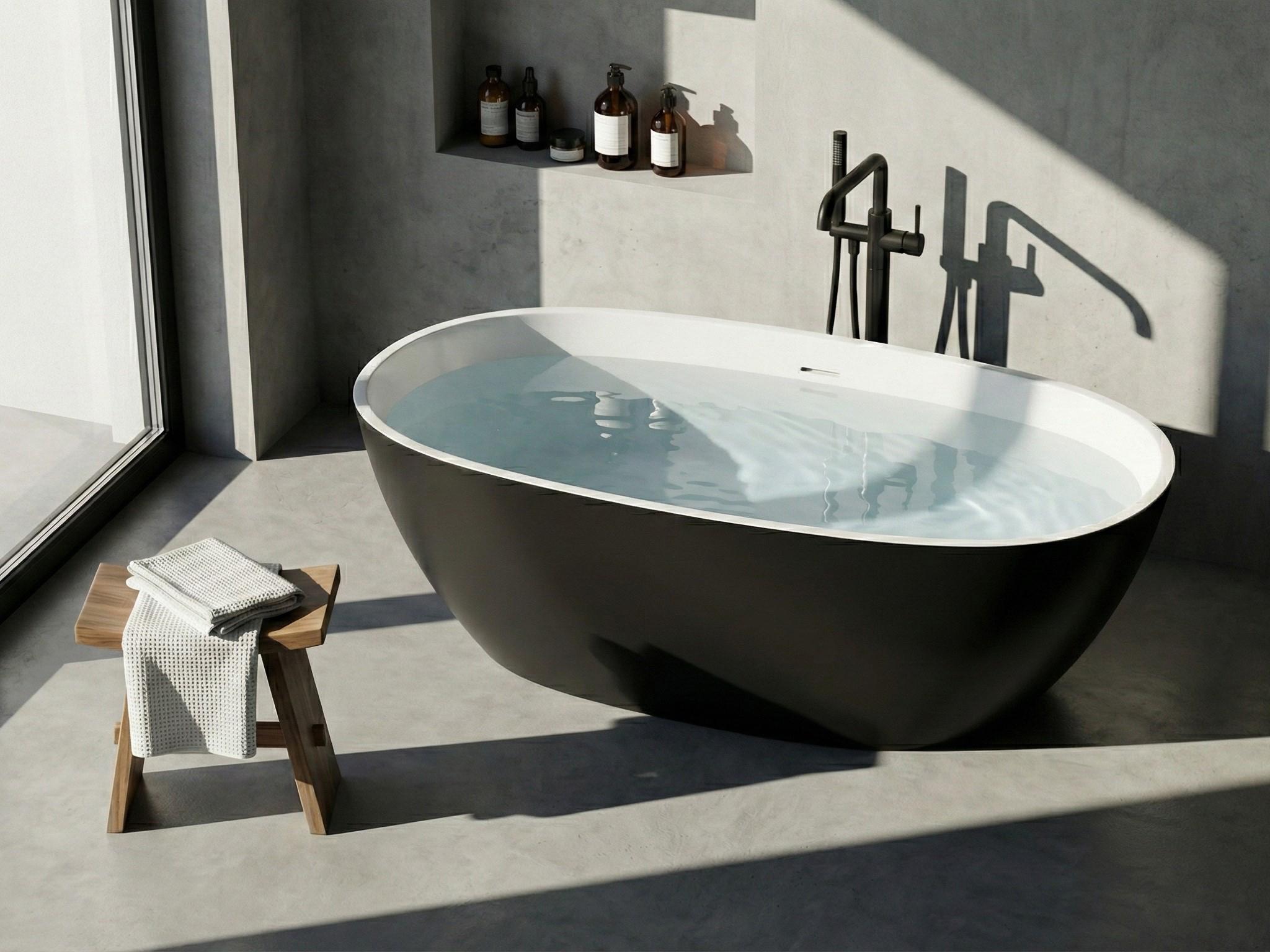 Freestanding Bathtub ULLUM 1500 x 750 mm Black