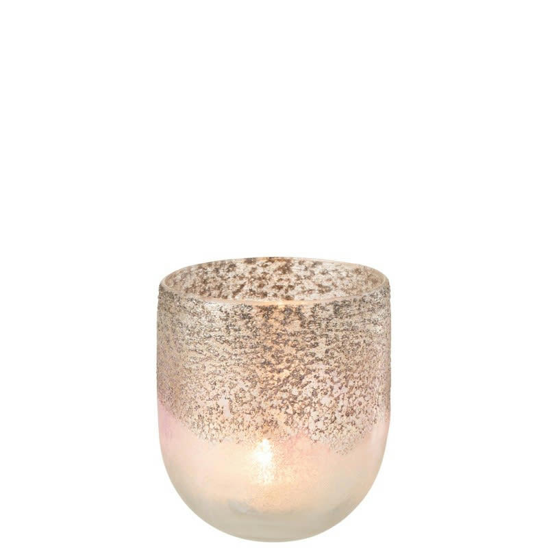 MILANO - Photophore verre gris/rose H15cm