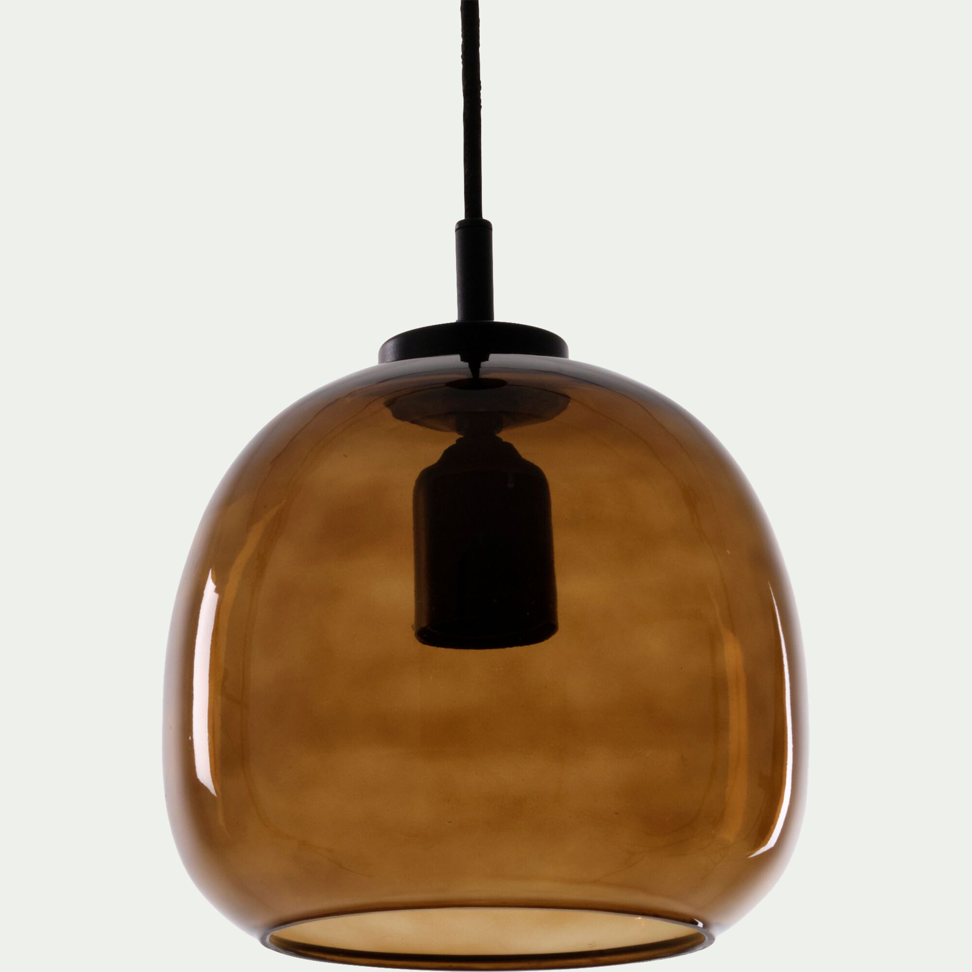 ANNI - Suspension électrifiée en verre D20cm - marron