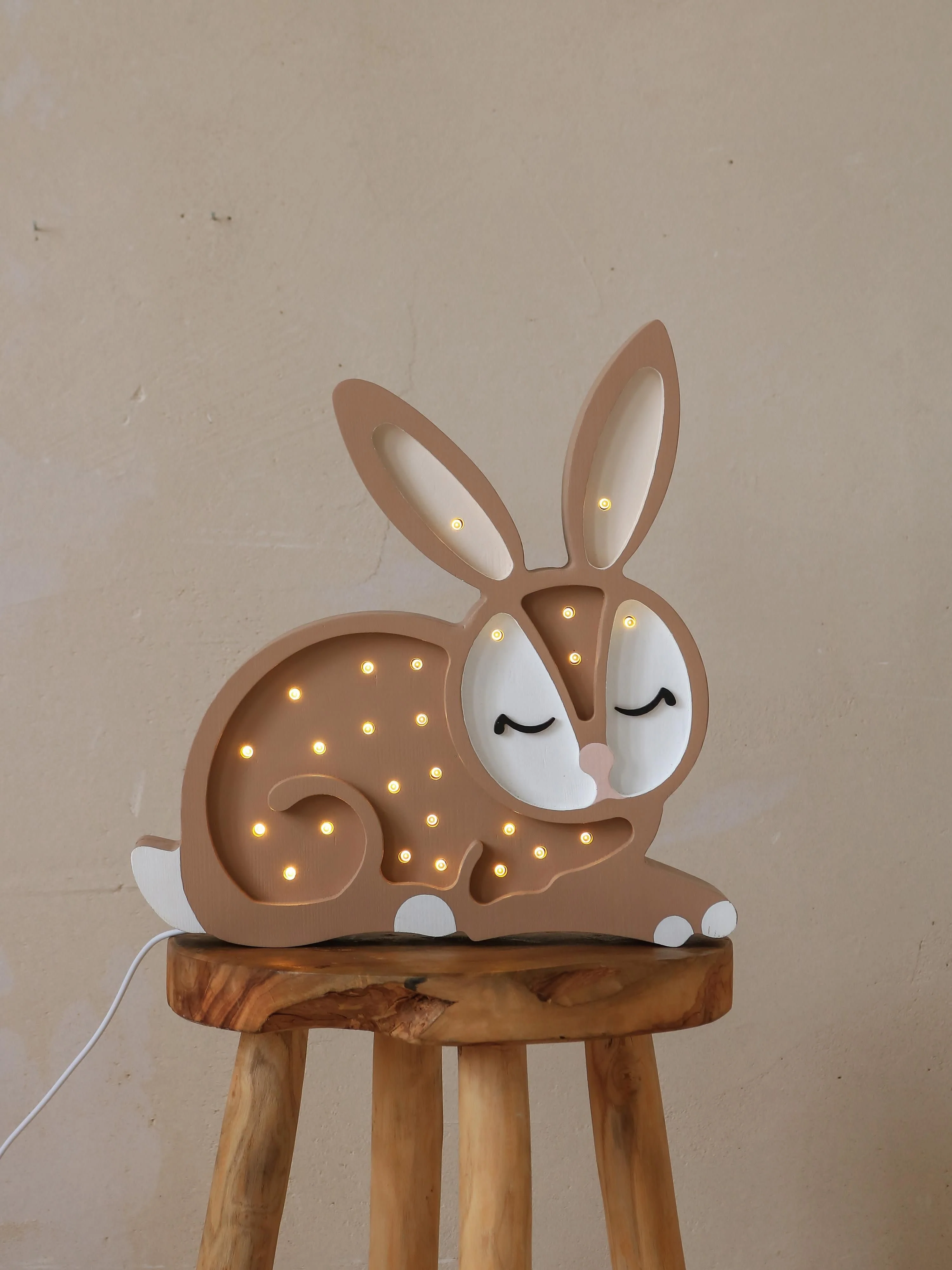 Handgefertigte LED-Kinderzimmerlampe Bunny mit Timerfunktion und Fernbedienung, dimmbar